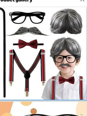 Old Man Costume for Men,Gray Old Man Wig,Grandpa Costume Accessories Set